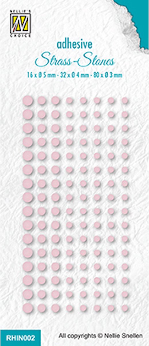 RHIN002 - Nellie Snellen rhinestones - Set 2 Bright pink col. 2365 - zelfklevende strass steentjes licht baby roze - 3,4,5 mm - 128 pcs rose